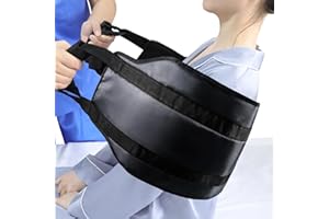 LOSCHEN Sangle de transfert de 110 cm - Pour personnes handicapées, personnes âgées, gériatriques, blessées, déplacements en toute sécurité en voiture, fauteuil roulant, lit (noir, extra large)