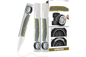 PELKDEX 3 Stück Auto Reifen Stift Weiß, Hohe Kapazität Reifenstift Wasserfest Reifenmarker Reifen Lackstifte für Auto Motorrad Reifen