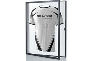 NB AKZENT Trikotrahmen mit Drehtür | Schwarz-Weiß | 70x90 cm Objektrahmen | magnetischer Verschluss, schneller Trikotwechsel, UV-Schutz, einfache Montage