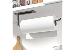 SUSSWIFF Portarrollos Papel Cocina – Ambos Disponibles en Adhesivo y perforación, Porta Rollos de Papel Cocina para Montaje en Pared, Aluminio mejoradosoporte Papel Cocina Negro