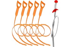 SUAIIOLK Lot de 6 outils de débouchage de douche multifonctionnels pour canalisations bouchées dans la douche, attrape-cheveux pour salle de bain, cuisine, baignoire, orange