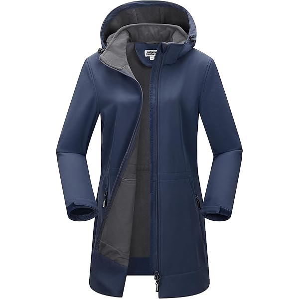 Outdoor Ventures Regenjas voor dames, lange winterjas met capuchon, waterdicht, windbreaker, verdikt, warm, outdoorjas, functionele jas voor wandelen, hardlopen, sporten, wijnrood, XS