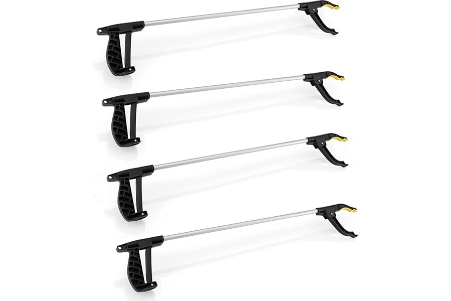 Straame Garden | Litter Picker Grab & Grip Reaching Litter Rubbish Pick Up Tool | Leaf Grabber Stick | Multiuse Grabber Light Items (Standard Pick Up Tool Pack of 4)
