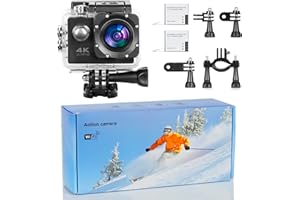 TOLSPALER Action Cam 1080P Ultra HD 16MP Sports Kamera Unterwasserkamera wasserdicht 30m 170 Degree Ultra-Weitwinkel WiFi Camcorder Eingebautes Mikrofon und 2 Akkus und Zubehör Kit