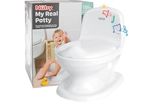 Nuby Dr. Talbot's - My Real Potty - Vasino per bambini con suono di scarico - Addestramento al vasino per bambini - Batterie incluse - Bianco - 18+ mesi