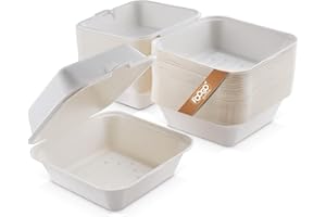 FOOGO Green Lot de 50 boîtes à hamburger à emporter - 15,2 cm - 480 ml - Fabriquées à partir de pâte de canne à sucre - Contenants alimentaires jetables