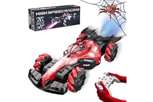 Kssvzz Spider Macchina Telecomandata per Bambini 3 4 5 6 7 8 9 Anni, 2.4GHz 1:16 F1 Auto Radiocomandata con Luci, Spray e Ruotare di 360°, Regalo Compleanno Natale Esterno Giochi per Bambino