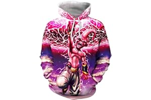 CHENMA Herren Japanischer Anime Cosplay Goku 3D-Druck Pullover Kapuzen-Sweatshirt mit Kängurutasche