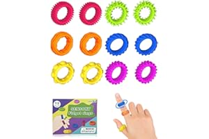 Willingood 12 Pezzi Giocattoli Fidget in Silicone, Anello Anti-Stress per Bambini e Adulti, Giocattolo Sensoriale, Anelli per Massaggio per Acupressione delle Dita, Anello Fidget per Ansia, ADHD