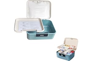 BGTODO Lockable Medicine Organizer Box, 20 x 25 x 10 cm, First Aid Storage Empty Box with Combination Locks (Blue)