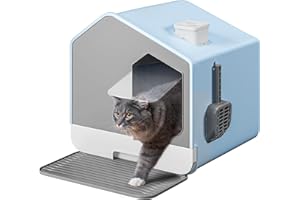 YITAHOME Arenero Gatos Cubierto, Caja de Arena para Gatos, Arenero Gato con Bandeja Extraíble, Arenero Gatos Grande con Cajón Pala Filtro Alfombra, Cagadero Gatos Cerrado, Arenero para Gatos (Azul)