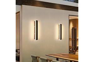 Mikeru 30CM Hard Wired Outside Light, 2Pack 3000K/4500K/6500K Black LED Outdoor Wall Lights 12W Color Change Outdoor Wall Lights with Ip65 Waterproof Driver for Garden, Living Room, Bedroom, Office