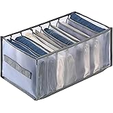 Wardrobe Organizer for Clothes with 8 Grids – Foldable Mesh Drawer Divider Storage Box, Washable Closet Jeans Compartment, Br