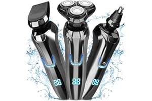 JIAABCHOMO Electric Razor for Men, 120 Min Ultra-Long Shaving, IPX Waterproof, 4D Wet & Dry Shaver with Precision Trimmer and Nose Trimmer, Smart LED Display, Shaver for Men (Black)