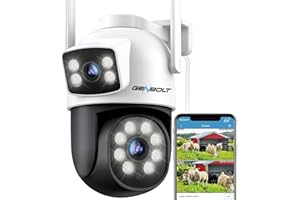 ‎GENBOLT GENBOLT 3G/4G LTE Zewnętrzna Kamera bez WiFi, Dwuobiektywowa Komórkowa Kamera Bezpieczeństwa CCTV z Kartą SIM, IP Kamera Monitorująca PoE ze śledzenie Humanoidów, Kolorowe Widzenie Nocne