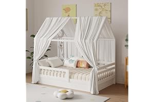 Zdada Hausbett Himmel, Betthimmel Hausbett Musselin mit 2 Stück Betthimmel, Stoffhimmel für Hausbetten Mädchen Jungen Baldachin Kinderbett Kinderzimmer Deko -67 x 270 cm Weiß