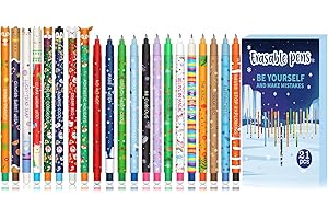 CARXLYTHIC Set of Erasable Gel Pens - Weihnachten Radierbarer Gelschreiber Set, mit thermoempfindlicher Löschtinte, einer Vielzahl von Tintenfarben und Schaftdesigns, 0,7 mm (Weihnachten 21 Gel Eraser Stifte)