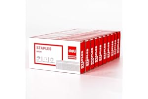 LEVEN Deli 10,000 Staples, Fits Deli 25, 40 and 60 Sheet Capacity Staplers, Standard 1/4 Inch Length, 24/6, Jam Free Sharp Chisel Point Design, 10 Boxes of 1,000 Staples, Fits Standard Staplers(0012N)