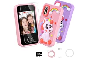 Linterngo Kids Phone for Girls, Toddler Birthday Presents Phone Toy Gifts for Boys Age 3 4 5 6 7 8, Kids Mobile Phone Toy with Touchscreen Dual Camera, Learning Toys for Boys age 3-8 with 32G SD Card