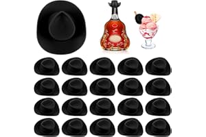 TIESOME Mini cappelli da cowboy, in miniatura, 20 pezzi, cappello da cowgirl occidentale, cappello da west, piccolo cappello di plastica per bambole, travestimento, accessori per la casa delle bambole