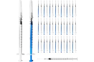 SPORWAY 100 siringhe sterili, siringa in plastica da 1 ml con aghi con tappi, siringa per colostro 1 ml dosatore siringa per riempire e misurare liquidi, alimentazione per animali domestici (blu +