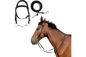 OHMILL Horse Bridle with Rein Horse Headstall with Bits Rope Halters for Horses Halter Harness Bridle Reins
