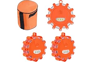 NEOVSUNY LED Warnleuchte, Wasserdichte Warnlicht für Auto, Warnblinkleuchte, mit Magnet und Haken, 9 Blinkend Leuchtmodi, LED Rundumleuchte für Camping Bergsteigen Wandern (3pcs)