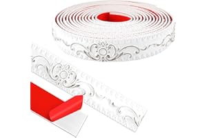 ZTVOWTO 500cm*3.6cm Modanatura Adesiva, Rifiniture da Parete, 3D Finitura Decorativa per Bordi Specchio, Mobili, Cornici Porte, Soffitti, Home Decoration(Bianco con Argento)