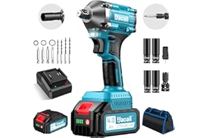 Uaoaii Avvitatore A Impulsi Brushless, 550nm Avvitatori A Massa Battente Con 4.0ah 21v E Adattatore Trapano A Impulsi A Batteria 5 Punte A Percussione 8 Punte Avvita Sblocca Senza Sforzo