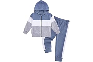 Swimnus Baby Boy Clothes Boys' Outfits Tracksuit Baby Clothing Sets Sweatshirt Patchwork Long Sleeve Hoodies + Long Pants 2Pcs Fall Winter Outfits Set with Zipper Elasticated Waist 18 Months-5 Years