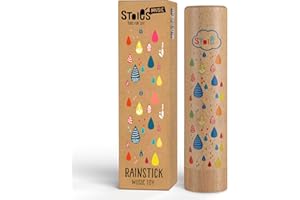 Stoie's Wooden RainStick Instrument for kids, Support Music Exploration, Coordination and Rhythm Baby Toy, Soothing Sound for Sensory Play, Durable Rainmaker of Kid-Friendly Size, 1 Pack