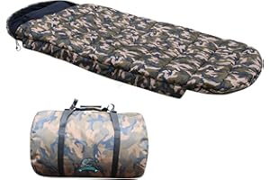 CARPZILLA Sleeping Bag Carp Fishing Snooze 5 Season Fleece Lined with Pillow Camping Hiking Backpacking Traveling 100CM Extra Wide KMS-007 Camouflage
