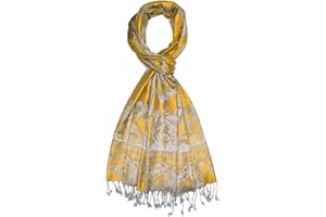 LORENZO CANA Pashmina de 100% viscose pour l`homme – écharpe avec les mesures de 70 x 200 cm - une étole attrayante et noble pour le printemps et l´été en argenté gris jaune moutarde
