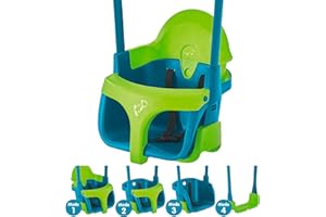 TP Toys Fauteuil Bébé Évolutif Quadpod 4 en 1 – Balançoire Bébé de 6 Mois à 8 Ans – Sangles d’Extension pour Portiques Hauts et Bas – Sécurisée et Confortable – Bleu/Vert