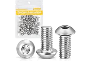 Caianwin Tornillos de cabeza alomada M6 x 10 mm, 50 unidades, hexágono interior, acero inoxidable 304, tornillos de cabeza redonda plana para la instalación de muebles, áreas industriales