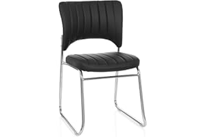 hjh OFFICE Siège Visiteur CASPI V Similicuir Noir Chaise de conférence piétement traîneau Dossier Salle d'attente Bureau