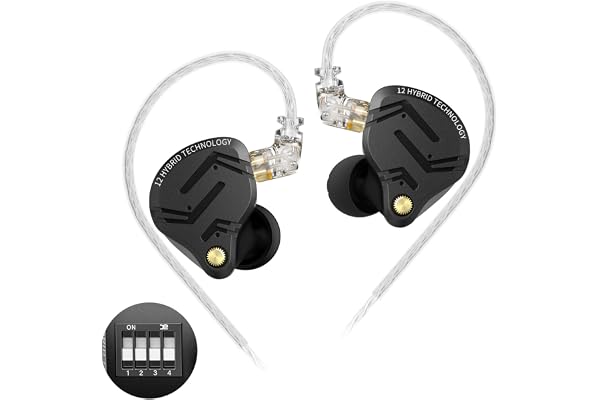 KZ ZS12 PRO X Écouteurs intra-auriculaires IEM, écouteurs de jeu filaires hybrides 1DD + 5BA, meilleurs in ear monitor avec câble 2 broches pour audiophile (Version accordable, sans microphone)