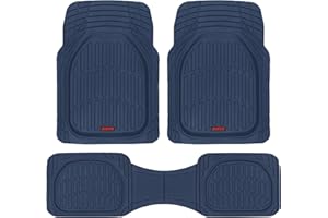 Motor Trend 923-CB Cobalt Blue FlexTough Contour Liners-Deep Dish Heavy Duty Rubber Floor Mats for Car SUV Truck & Van-All Weather Protection, Universal Trim to Fit