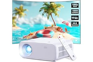WIELIO Proyector con WiFi y Bluetooth, Full HD 1080P, proyector de cine en casa, tamaño de proyección de 200 pulgadas, proyector portátil para exterior/interior, compatible con Android, iOS, portátil, HDMI,