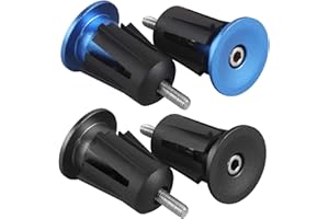 Chudian Bouchons de Guidon de Vélo, 2 Paires Bouchons d'Extrémité de Poignée en Aluminium, Bouchon de Poignée VTT pour la Plupart de Vélo(Noir et Bleu)