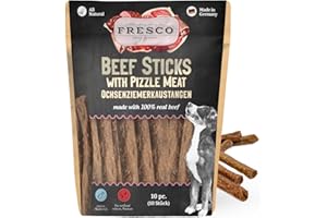 Fresco Ochsenziemer-Kaustangen 12 cm | 10 Stück | Ergänzungsfuttermittel für Hunde | Aus natürlicher Rinderkopfhaut und natürlichen Ochsenziemern hergestellt