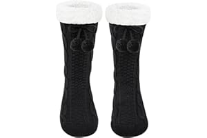 Justay Sowarm Chaussettes Femme chaussettes Antidérapantes chaussettes chaudes Femme Chaussettes de Slipper Chaudes Mignonnes Doublé en Molleton Thermiques Hiver Antidérapantes Cadeau de Noël