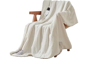 HobbyLane Elektrische Heizdecke, große Heizdecke 180x130 cm, 6 Stufen & 1-10 Stunden Timer mit Abschaltautomatik, maschinenwaschbar, weiches Flanell, Heizkissen für Bett und Büro,Beige