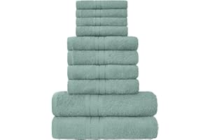 GC GAVENO CAVAILIA Juego de 10 Toallas Familiares 100% algodón Egipcio, 4 Caras, 4 Toallas de Mano, 2 Toallas de baño, Accesorios de baño Altamente absorbentes de Agua, Lavables a máquina, Huevo de