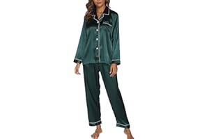 GAESHOW Ladies Pyjamas Set Womens Silk Satin Pajamas Set pJ Sets Long Sleeve Sleepwear Loungewear for All Seasons
