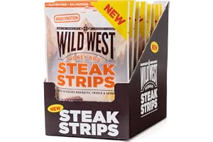 Wild West Beef Jerky, Honung BBQ (steak strips) 16x25g high Protein torkat kött, Beef Jerky Protein Snack, torkat nötkött