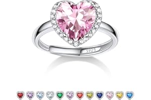 Bestyle Anello Donna Argento 925 Regolabile con Pietra Portafortuna 12 Mesi, Anello Argento 925 Donna per Ragazza Mamma, Confezione Regalo