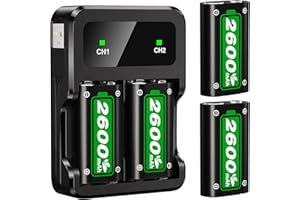 LOQDIVR Akku für Xbox One/Xbox Series X/S Controller, 2 * 2600 mAh Wiederaufladbaren NiMh Akku 2.5H Schnellladegerät Ladestation für Xbox One/Xbox Series S/X/Xbox Elite Controllers