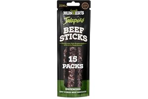 HUNTERS BILTONG Hunters Droewors 15 x 40g of Jalapeno flavoured Droewors, High Protein, low carb, Thin sticks of authentic Beef Droewors, Gluten & MSG Free, Convenient Snack – Original Beef Sticks/Droewors
