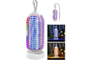 Dnenellr Insektenvernichter, Outdoor Mückenlampe 3-in-1 wiederaufladbar mit 4000mAh Batterie, IPX5 wasserdicht, UV-Licht Mückenfalle für Indoor, Home, Backyard, Patio, Garden, Camping, Weiß Rosa